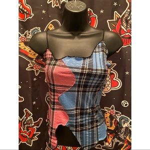 PUNK PRETTY TWO-TONE SEQUIN PLAID TOP